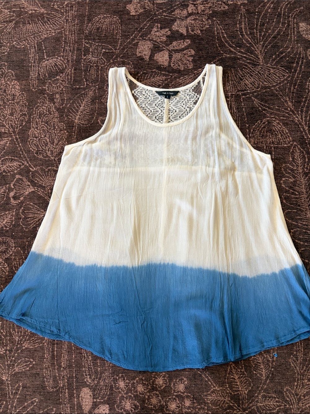 Blue Dip-Dye Lace-Back Tank Top